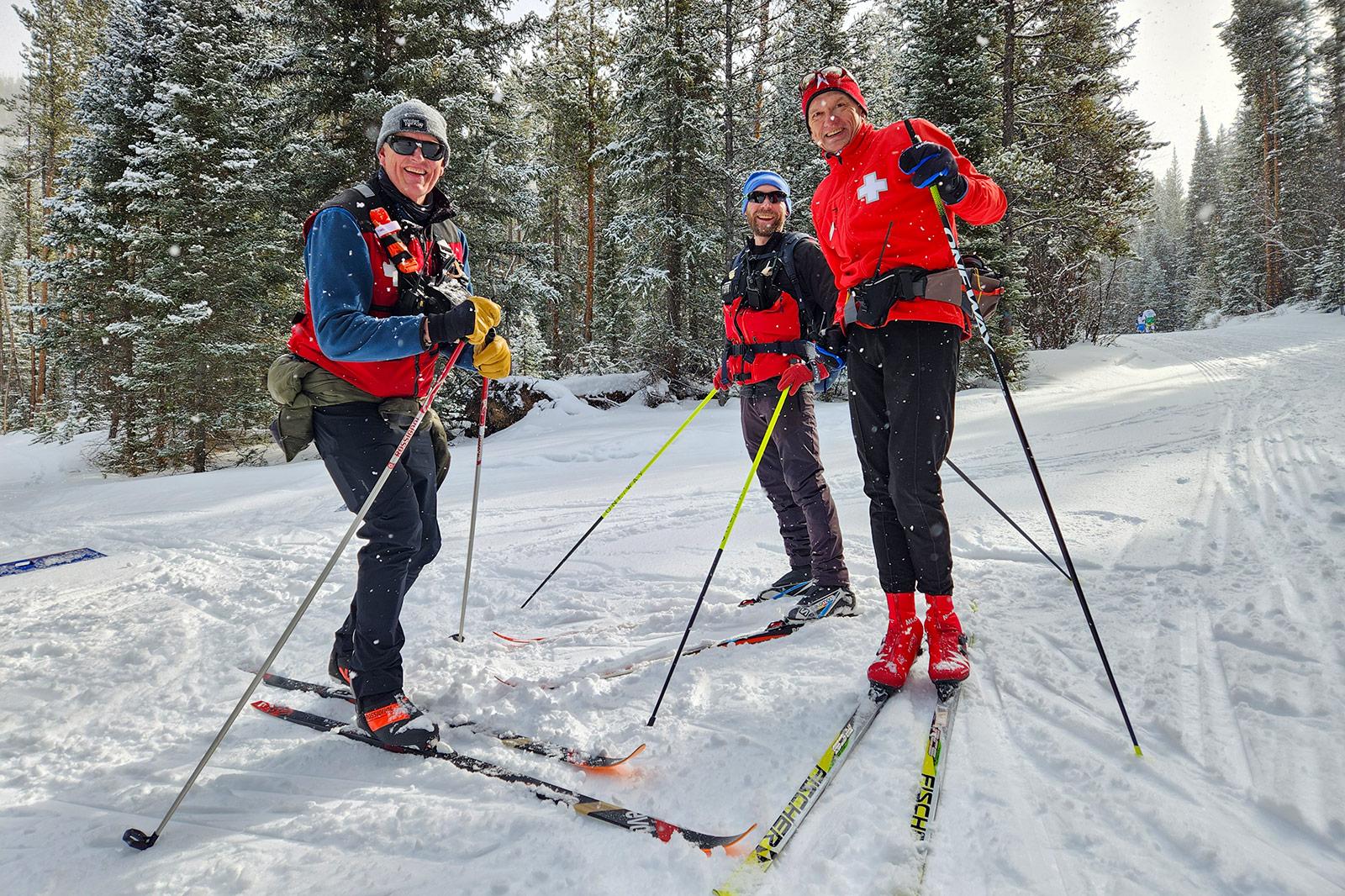 Some of the Snow Mountain Ranch Ski Patrol on course—full medical coverage throughout the race with immediate response and transport available.
